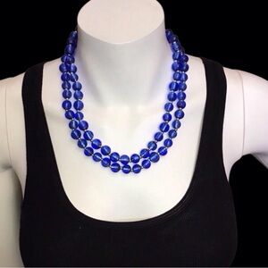 Vintage Coldwater Creek Blue Color Glass Necklace